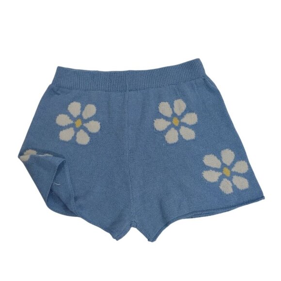 Moon & Madison Light Blue Knit Floral Pattern Women's Shorts XS, NWT. - Picture 2 of 6